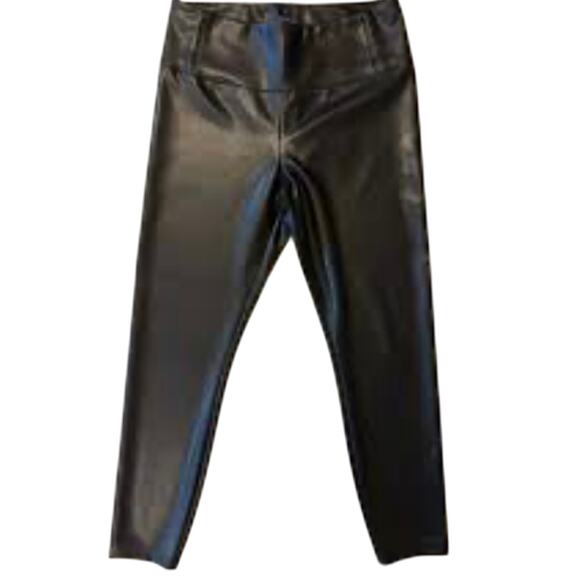 Rachel Zoe 8 high rise & waisted black soft faux leather ankle step in pants - Picture 3 of 10